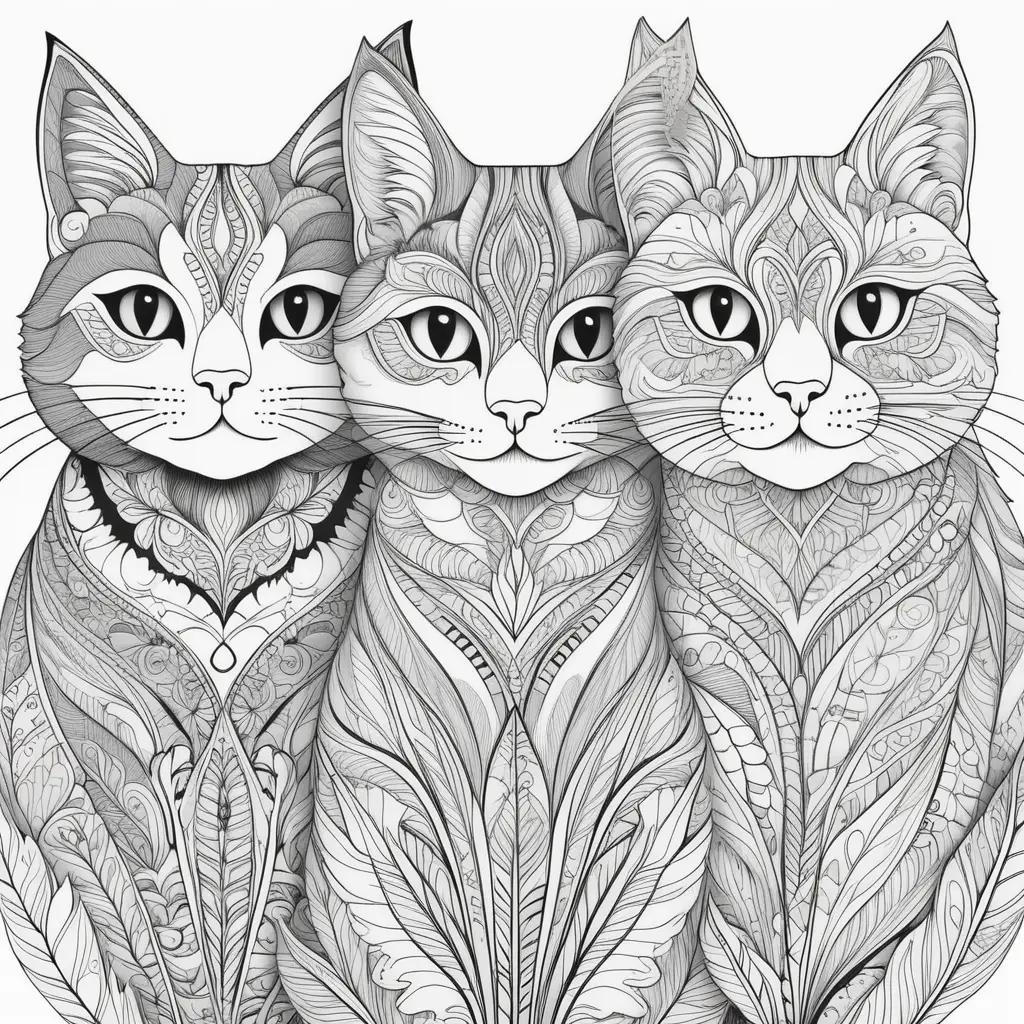 Black and white coloring pages of cats