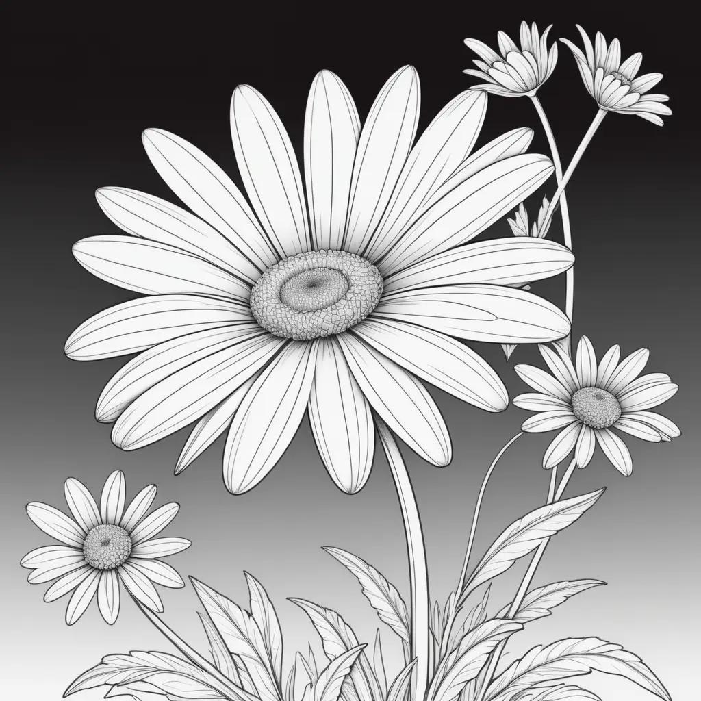 Black and white coloring pages of daisy flowers
