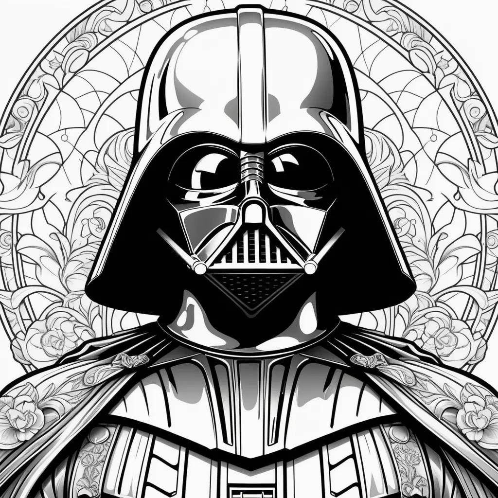 Black and white coloring pages of darth vader