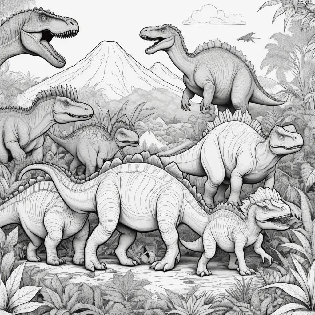 Black and white coloring pages of dinosaurs