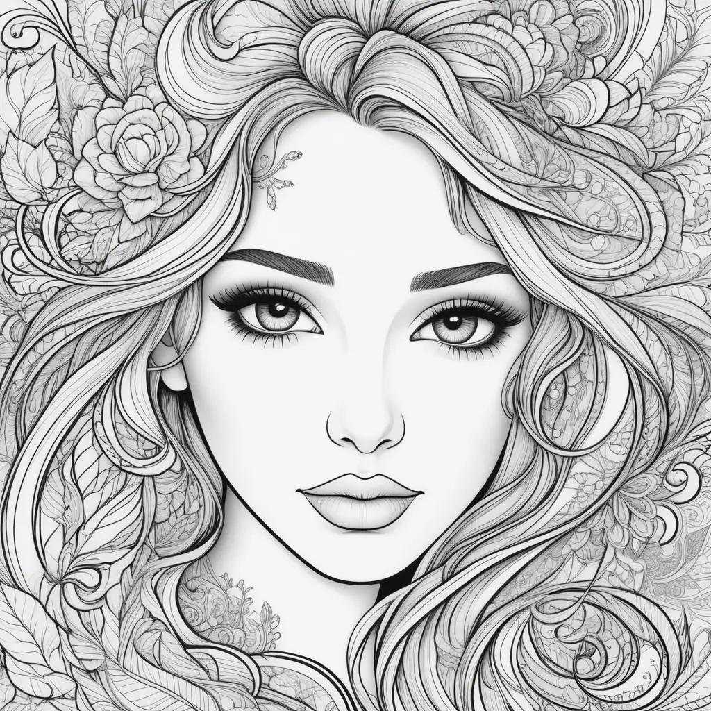 Black and white coloring pages of faces