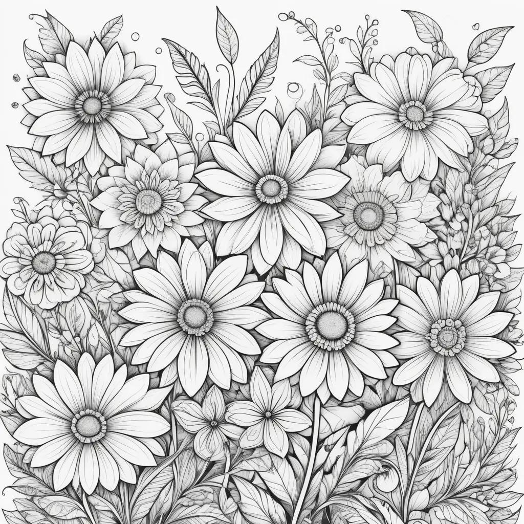 Black and white coloring pages of flowers