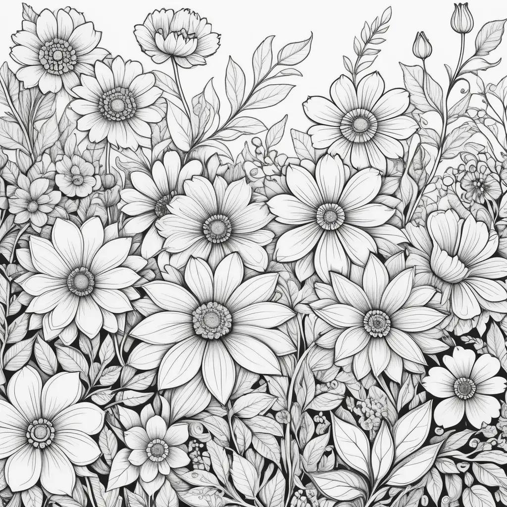 Black and white coloring pages of flowers