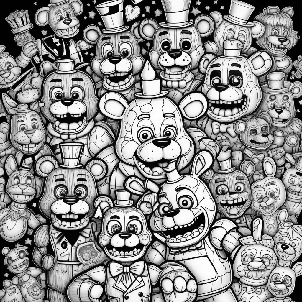 Black and white coloring pages of freddys five nights