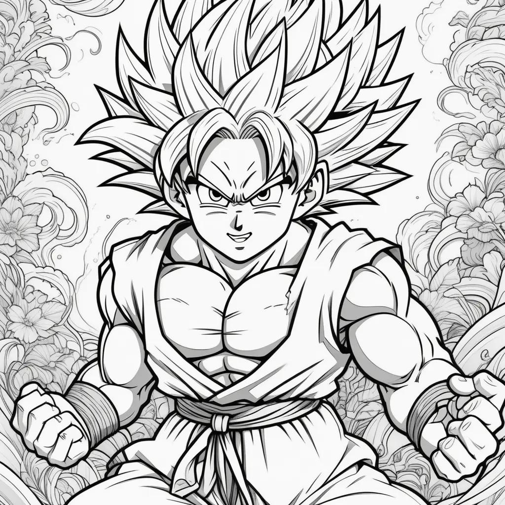 Dibujos para colorear en blanco y negro de Goku