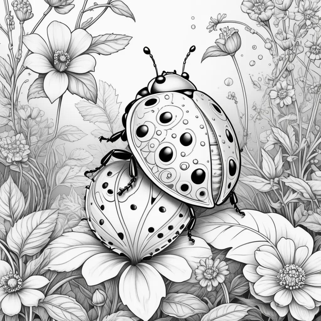 Black and white coloring pages of ladybugs