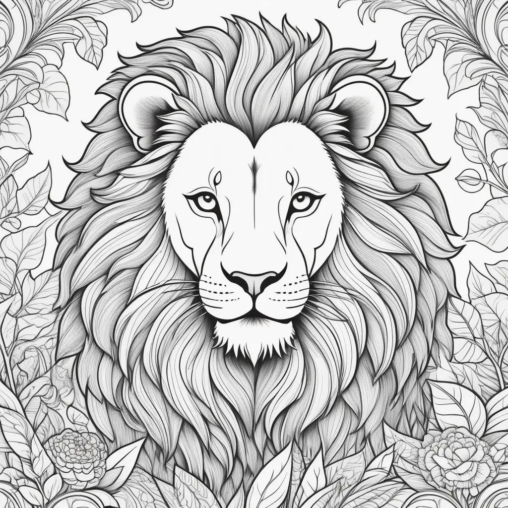 Black and white coloring pages of lions