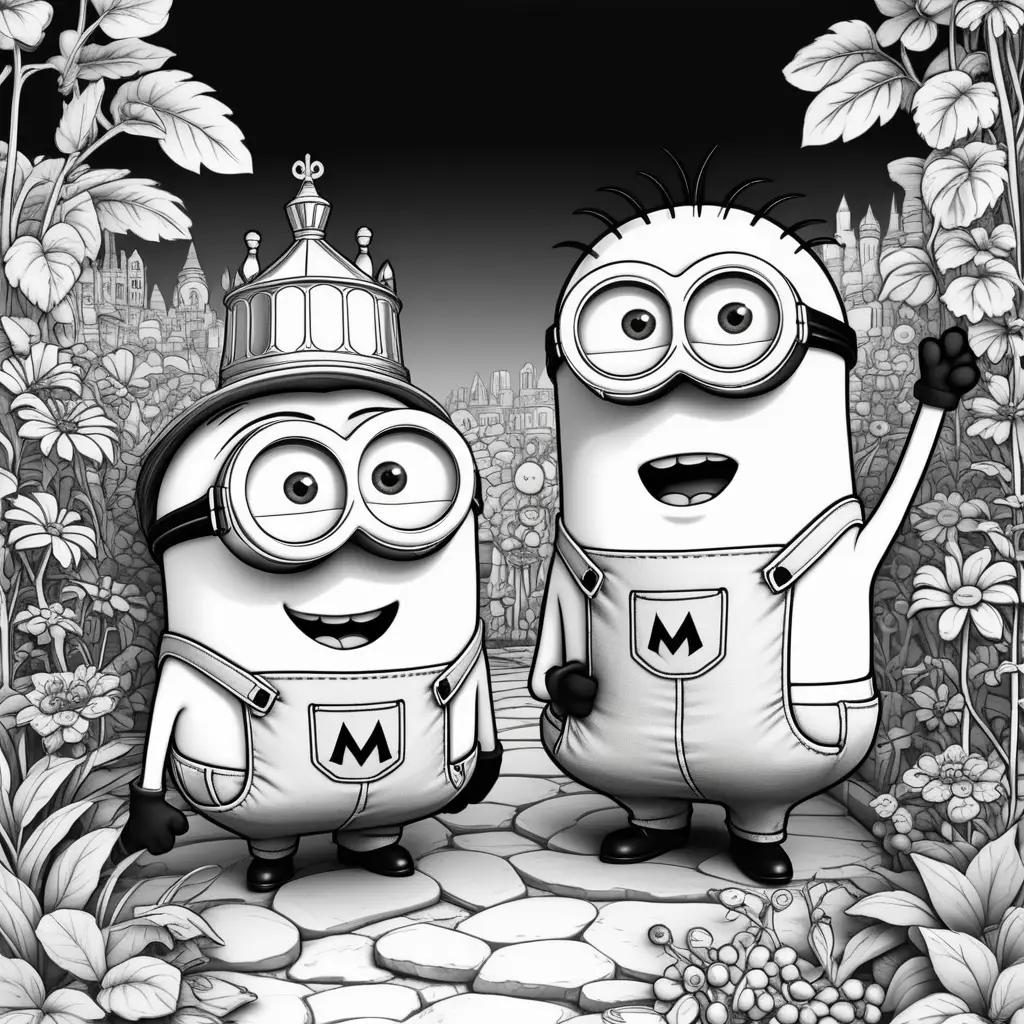 Black and white coloring pages of minions