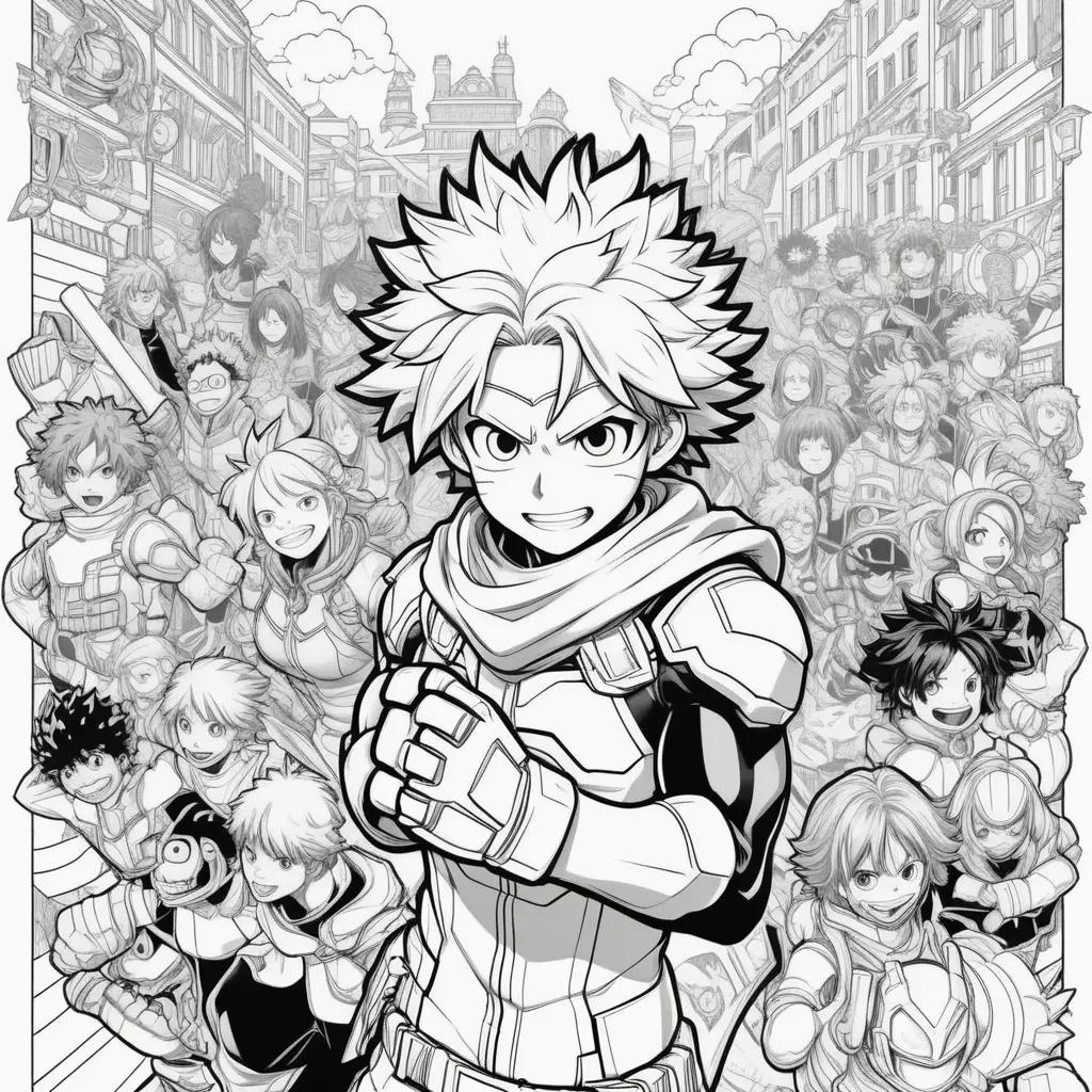 Black and white coloring pages of my hero academy