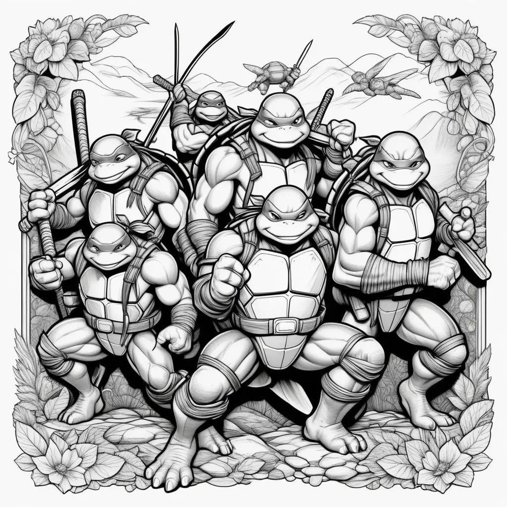 Black and white coloring pages of ninja turtles