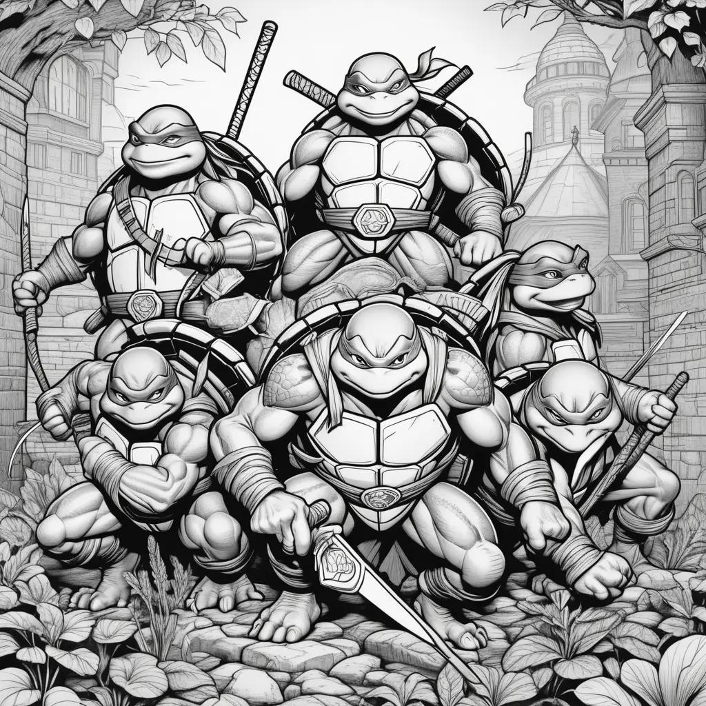 Black and white coloring pages of ninja turtles