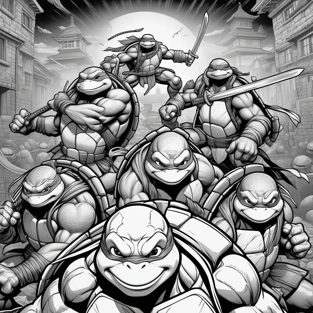 Black and white coloring pages of ninja turtles