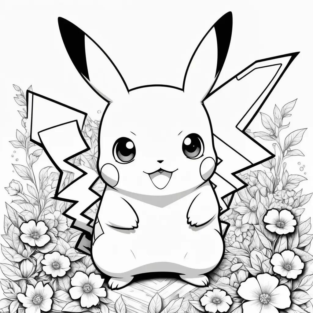 Black and white coloring pages of pikachu