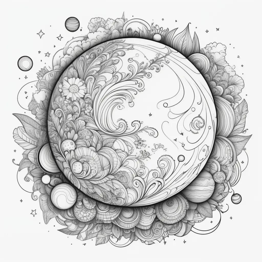 Black and white coloring pages of planets