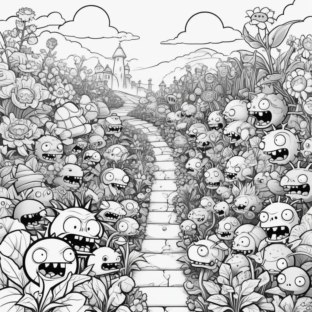 Black and white coloring pages of plants vs zombies