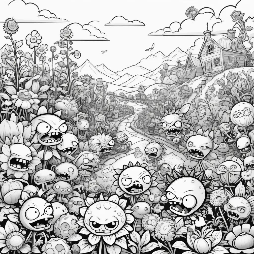 Black and white coloring pages of plants vs zombies