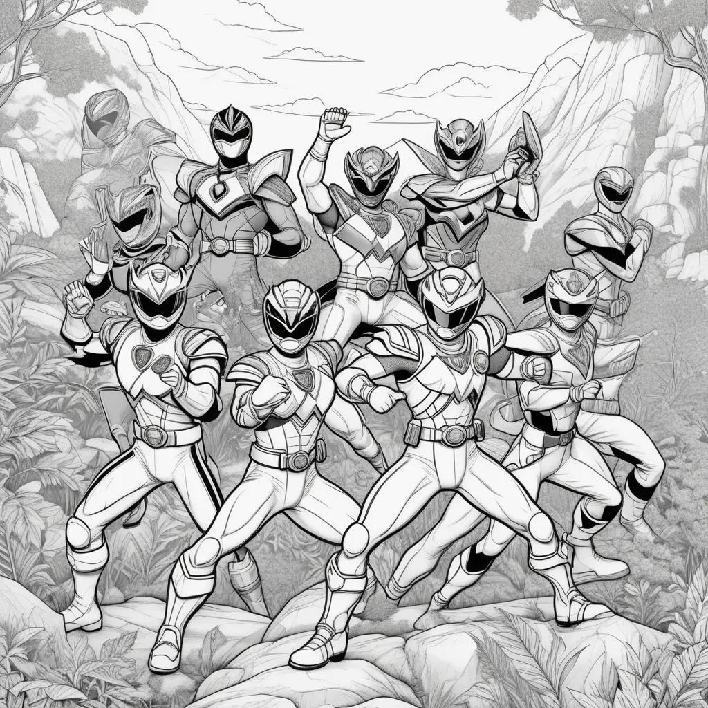 Black and white coloring pages of power rangers