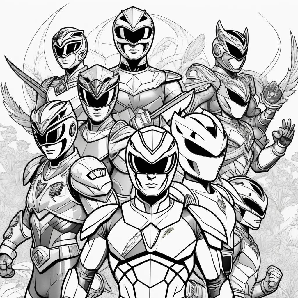 Black and white coloring pages of power rangers