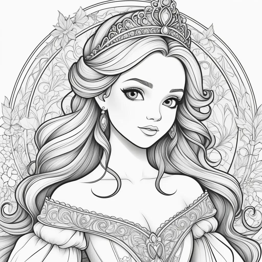 Black and white coloring pages of princesses