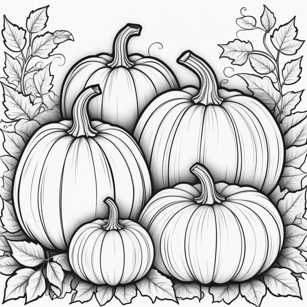 Black and white coloring pages of pumpkins