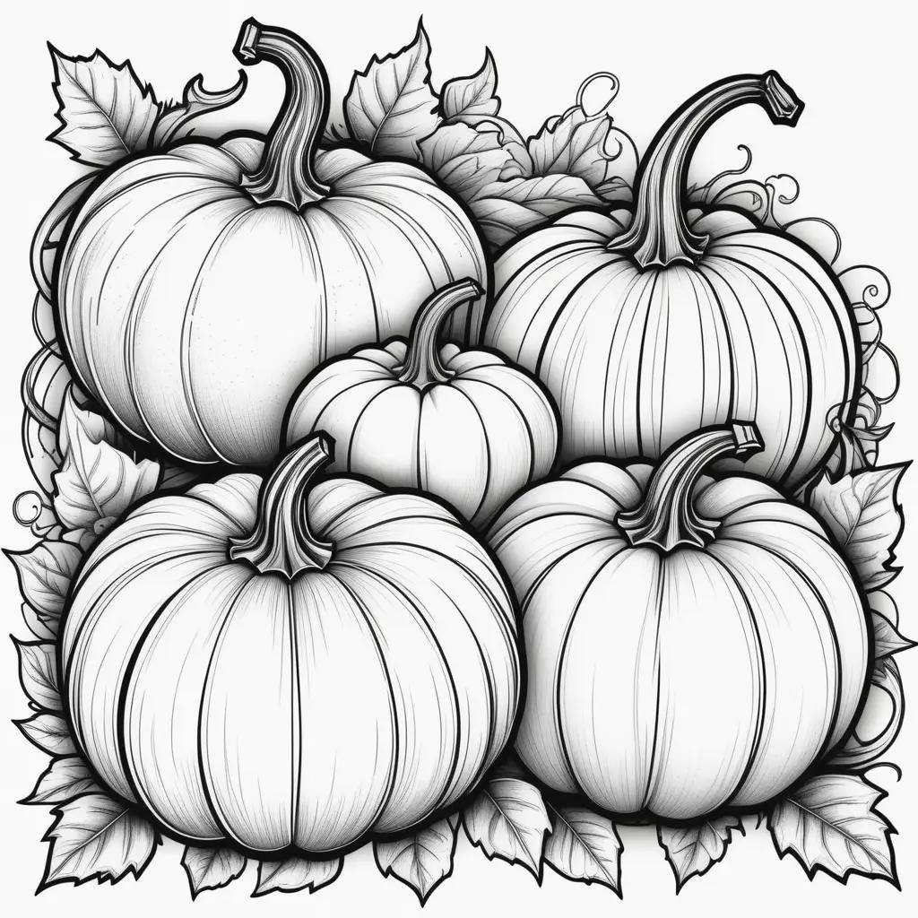 Black and white coloring pages of pumpkins