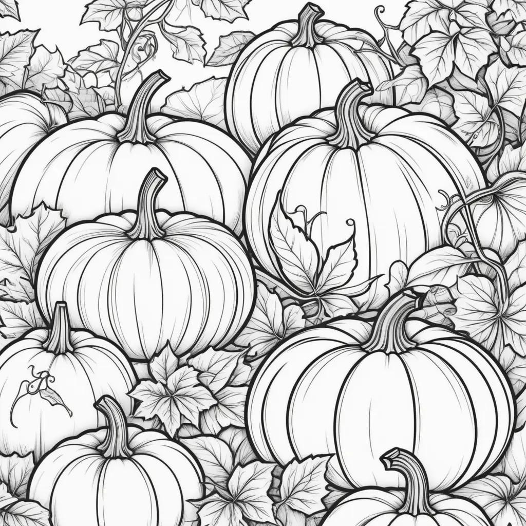 Black and white coloring pages of pumpkins