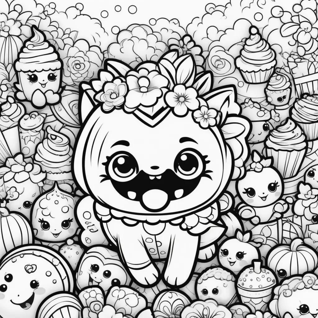 Black and white coloring pages of shopkins characters