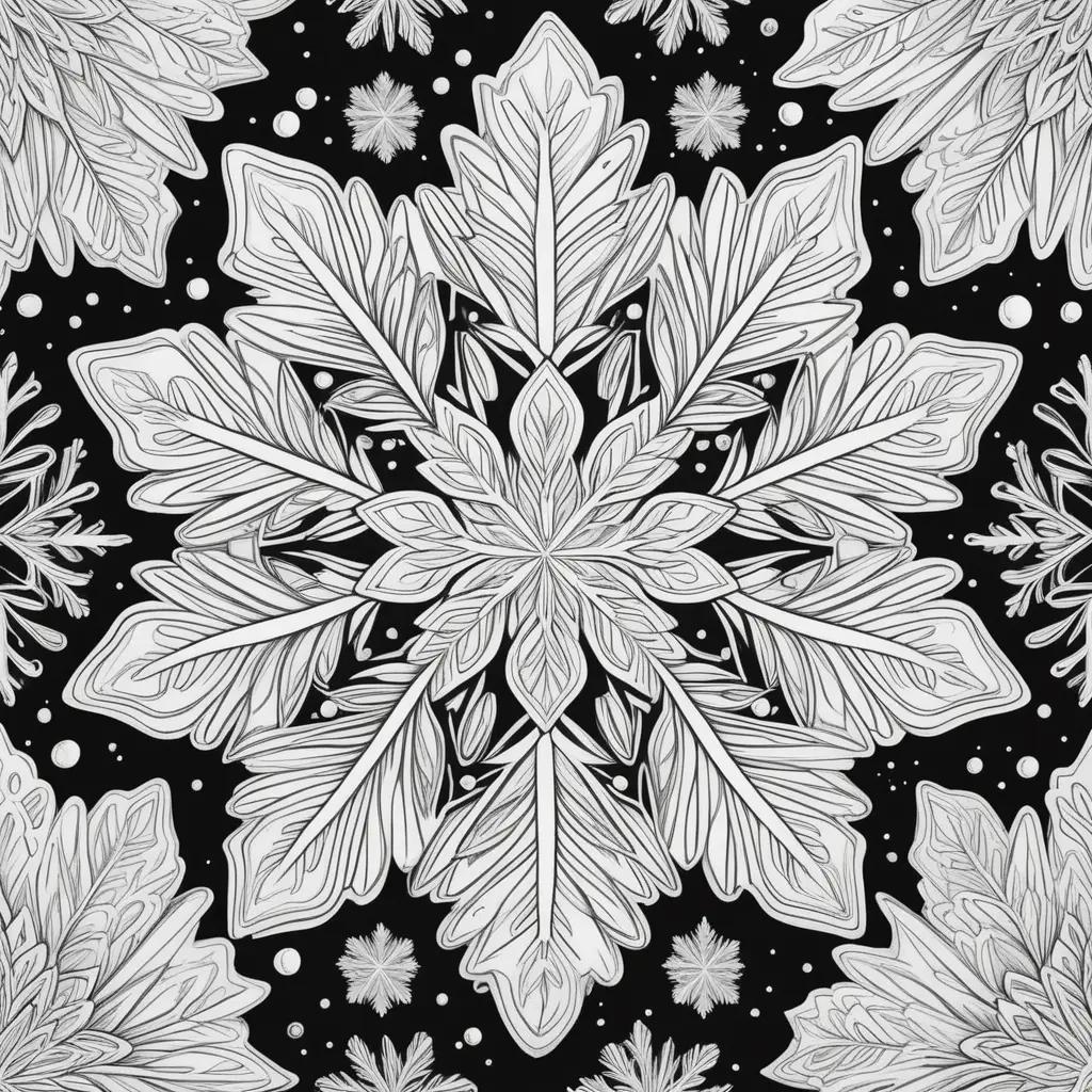 Black and white coloring pages of snowflakes