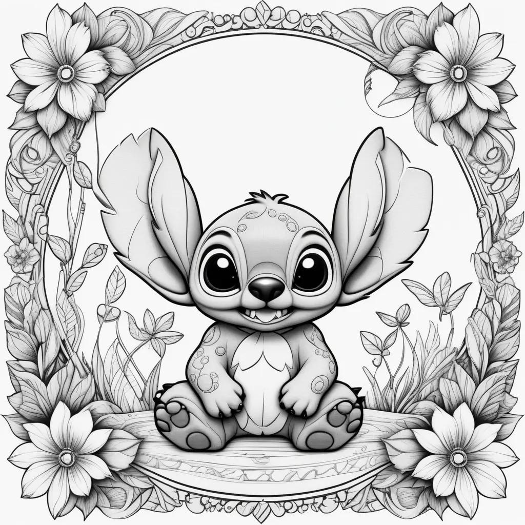 Black and white coloring pages of stitch