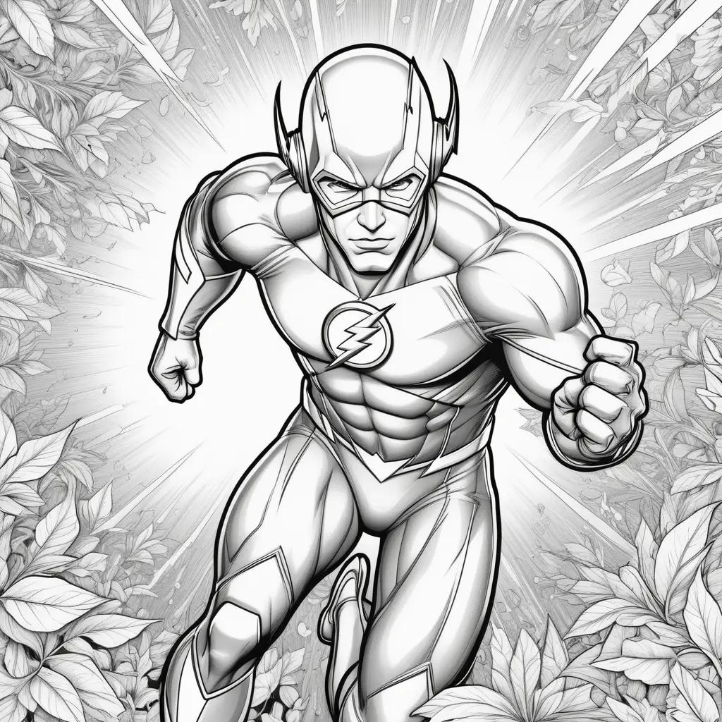 Black and white coloring pages of the Flash