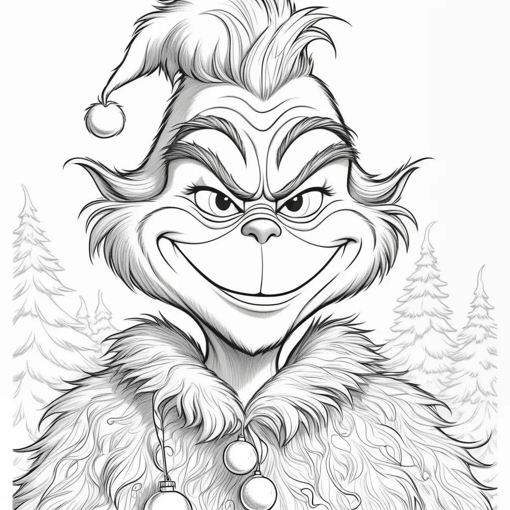 Black and white coloring pages of the grinch