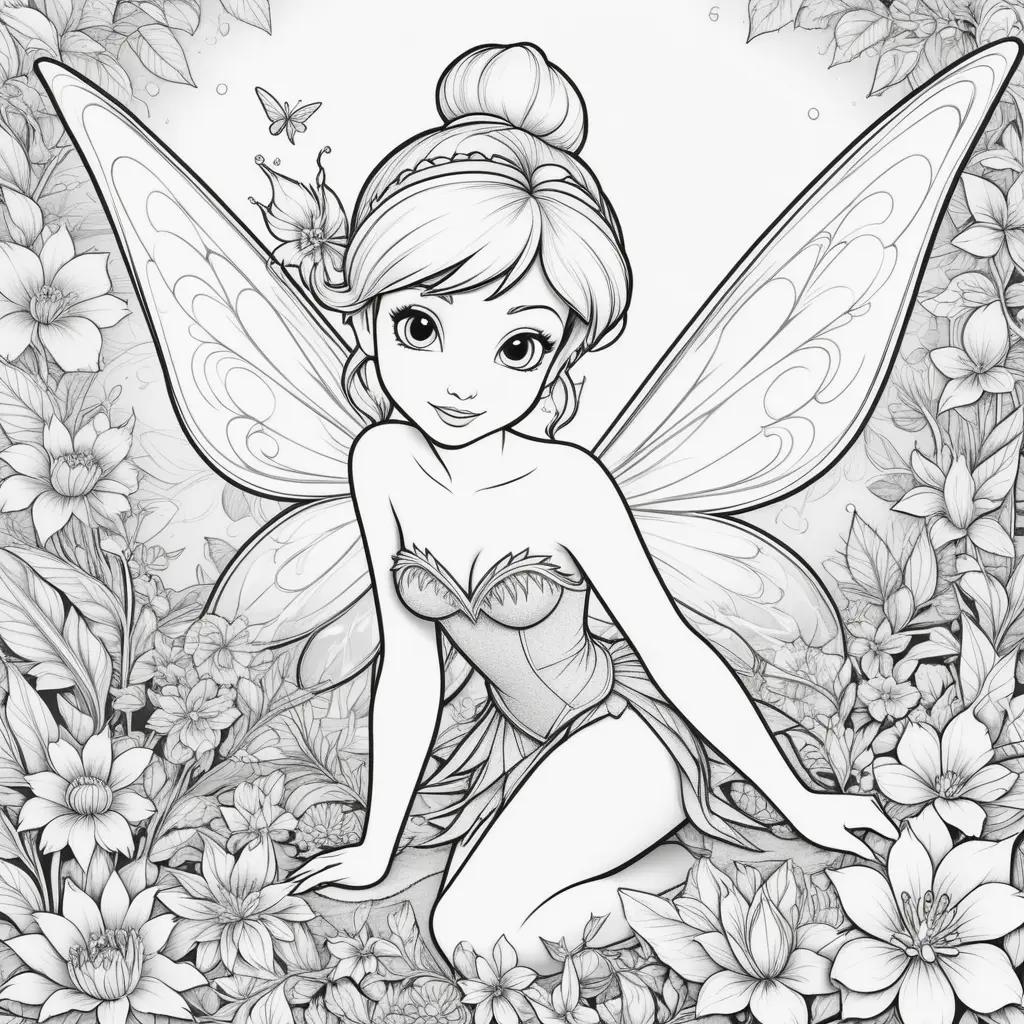 Black and white coloring pages of tinkerbell