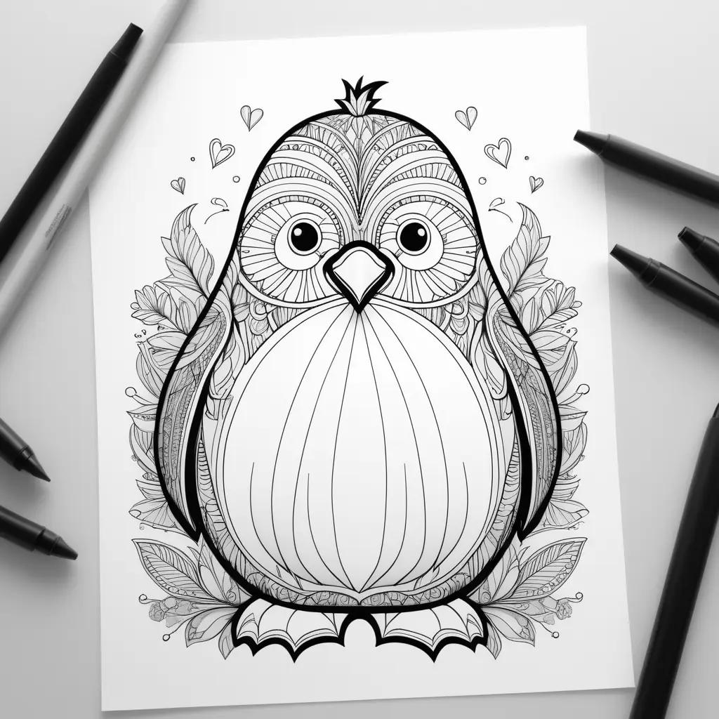 Black and white coloring penguin pages