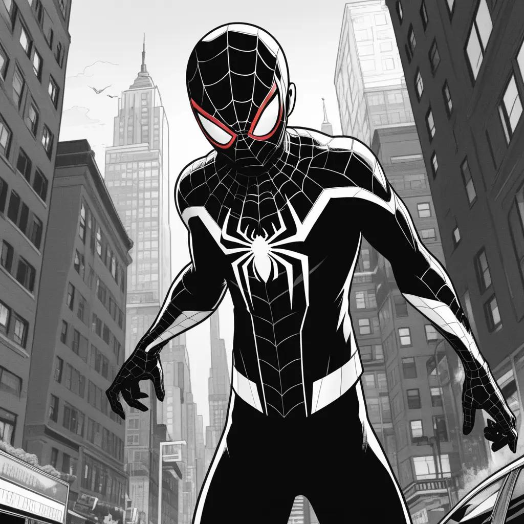 Black and white comic featuring the Miles Morales Spider-Man