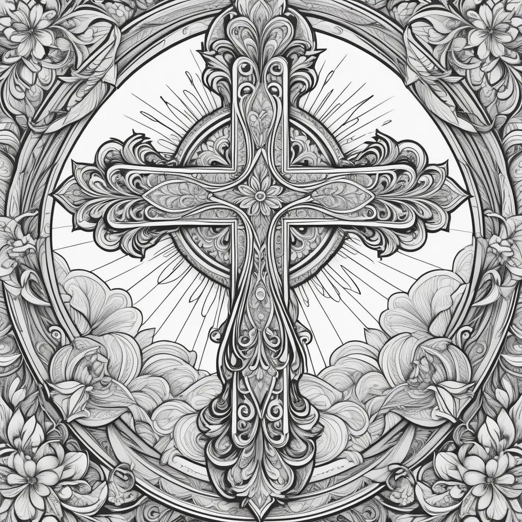 Black and white cross with intricate designs