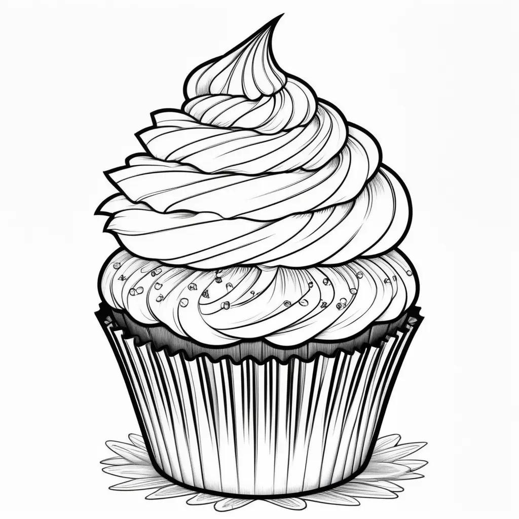 Black and white cupcake coloring pages for kids