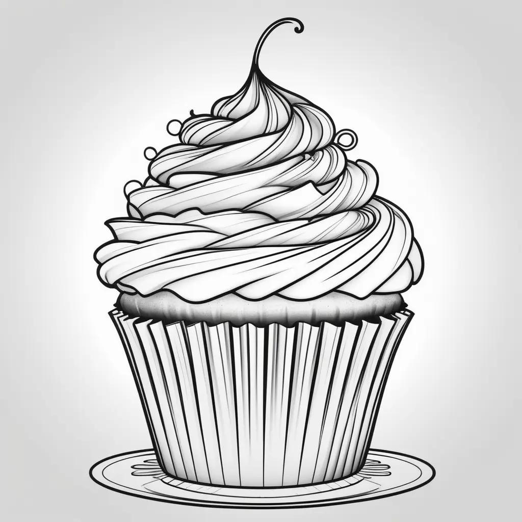 Black and white cupcake drawing on a plate