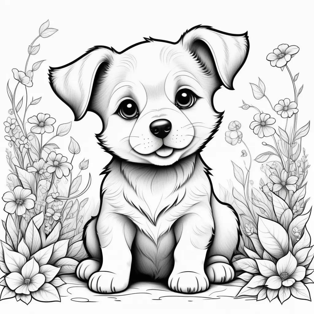 Black and white cutest puppy coloring pages