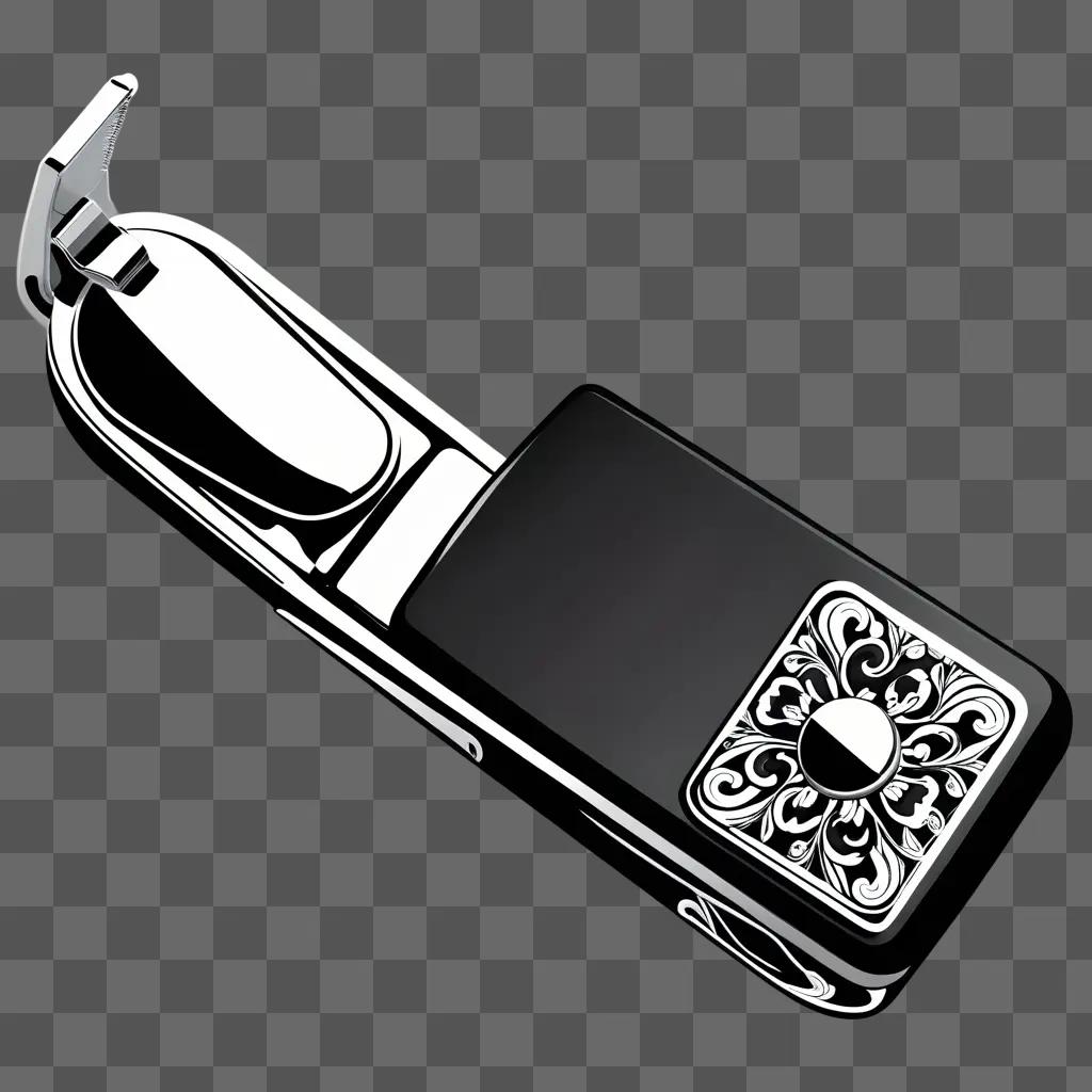 Black and white design of a nail clipart