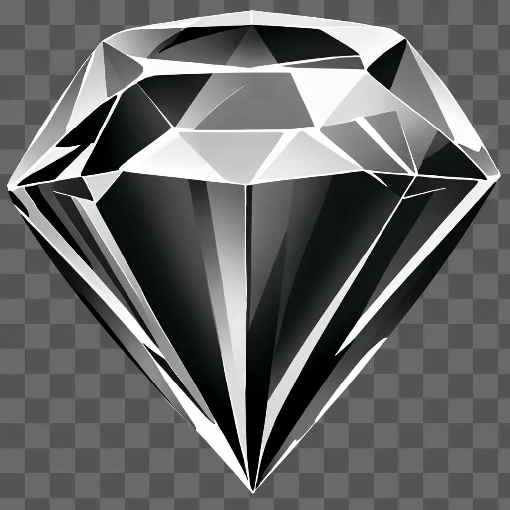 Black and white diamond drawing on a gray background