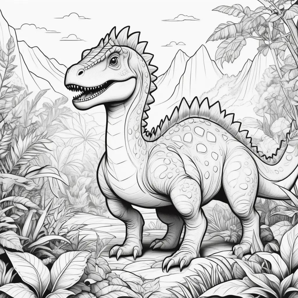 子供のための黒と白の恐竜のカラーページ