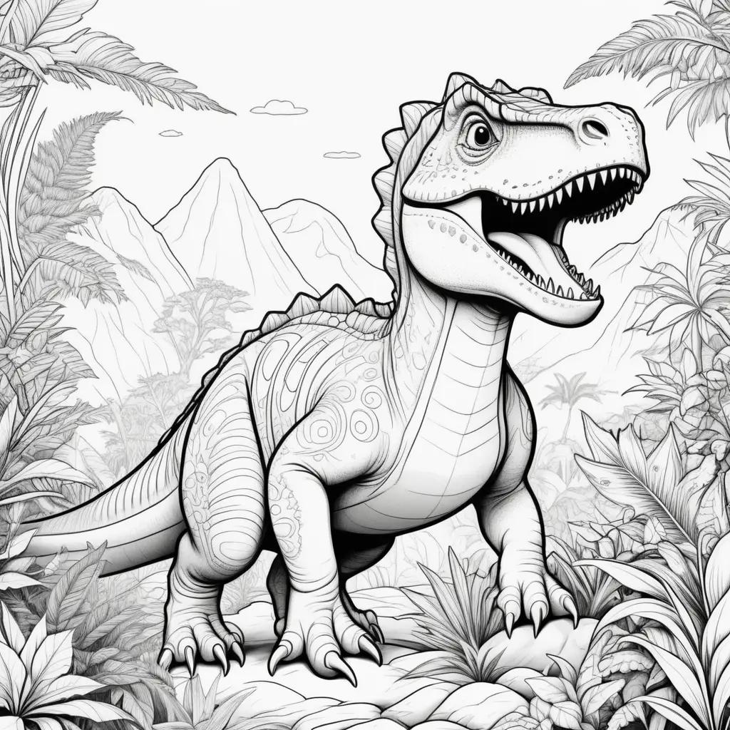 Black and white dinosaur coloring pages to print