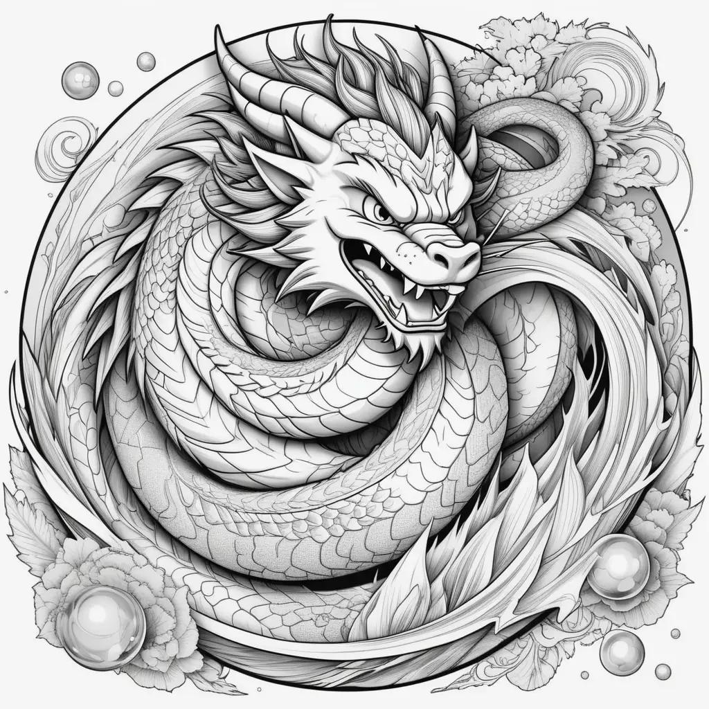 Black and white dragon ball coloring pages with bubbles