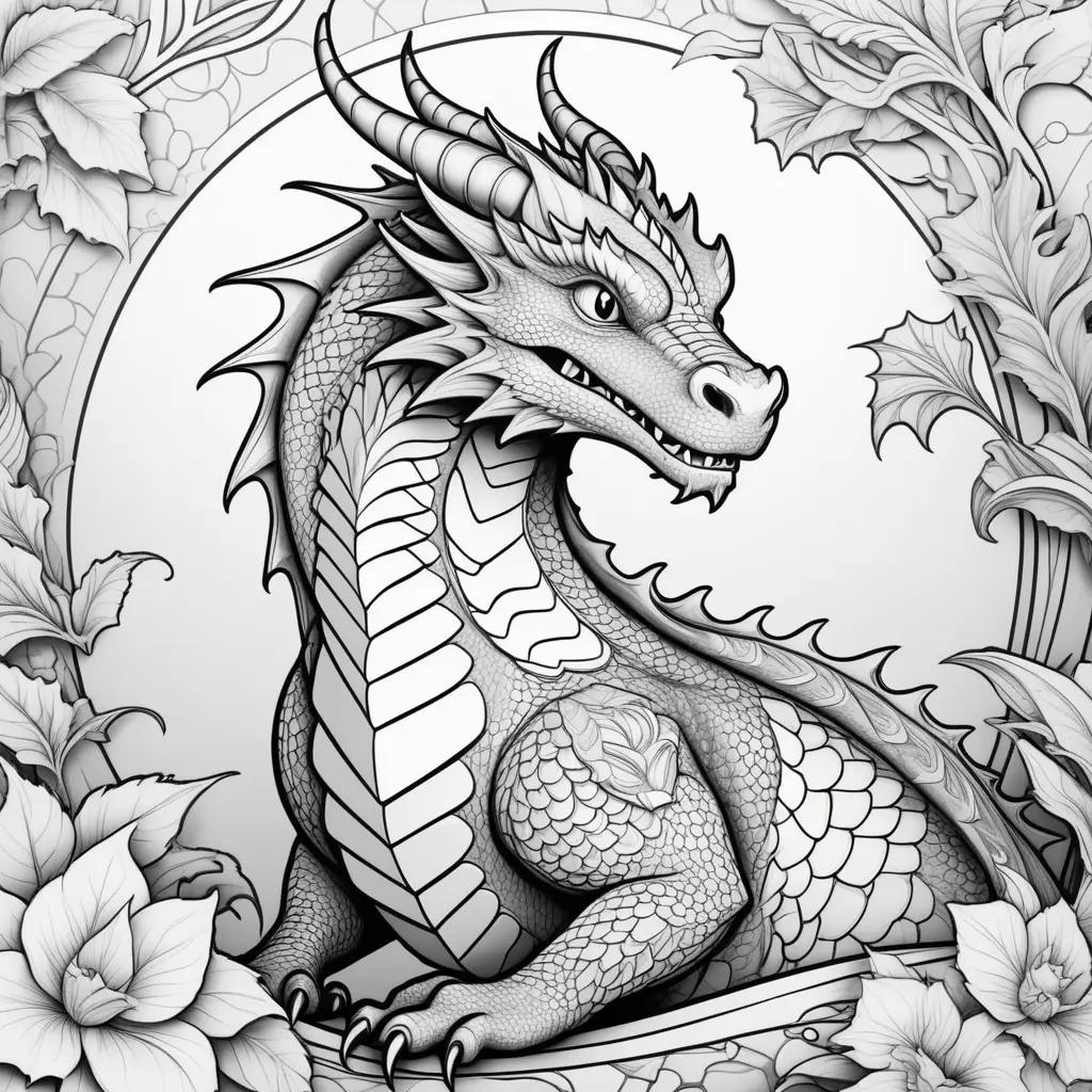 Black and white dragon coloring pages for kids