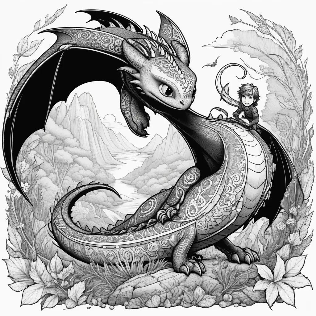 Black and white dragon coloring pages for kids