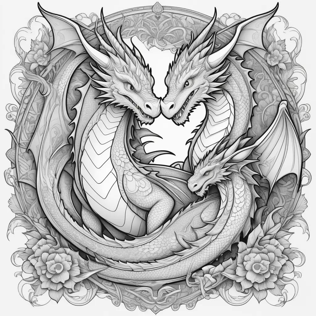 Black and white dragons coloring pages