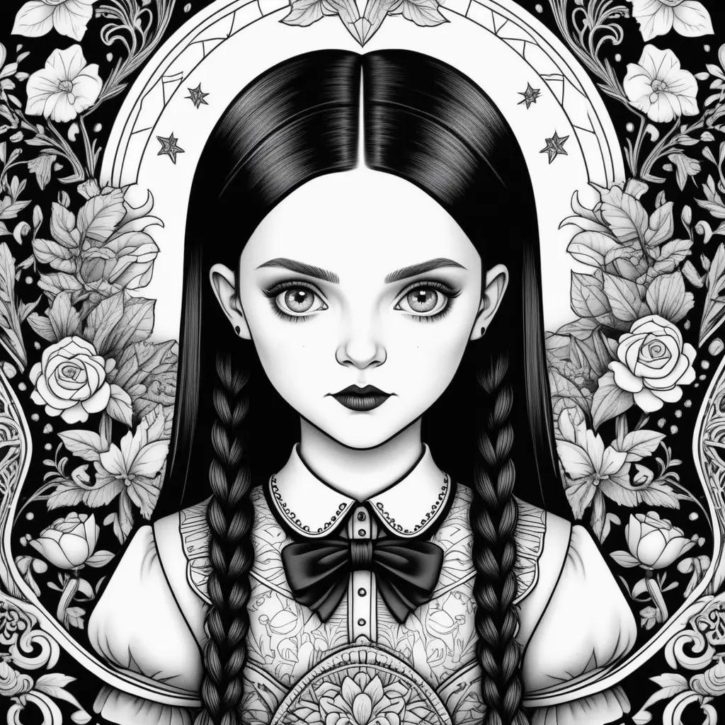 Black and white drawing of Addams family character