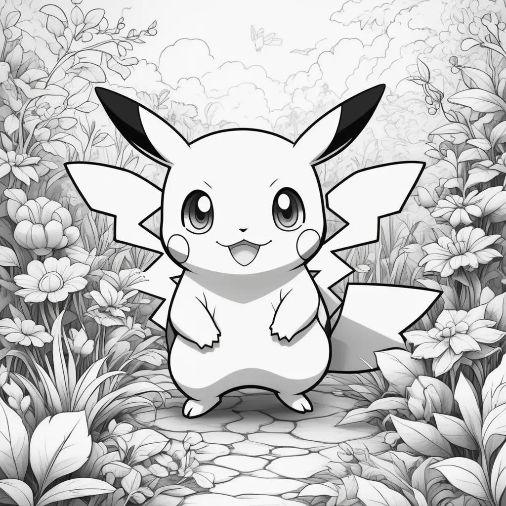 Black and white drawing of a Pokemon character