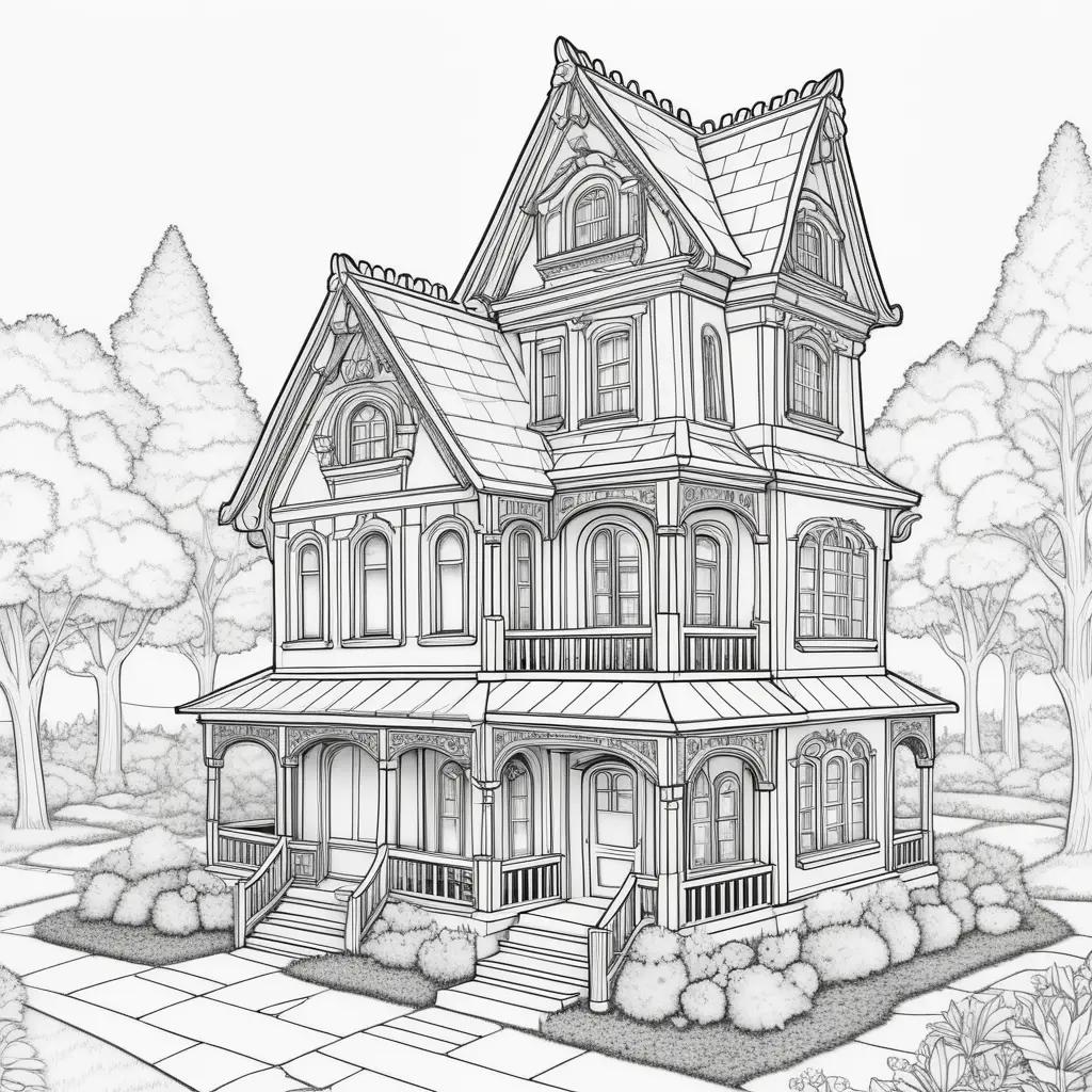 Black and white drawing of a gabbys dollhouse coloring pages