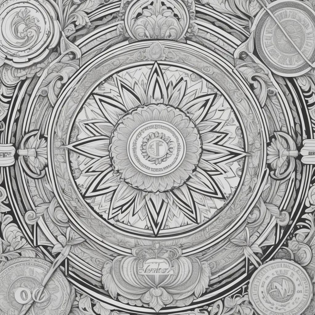 Black and white drawing of a money coloring page